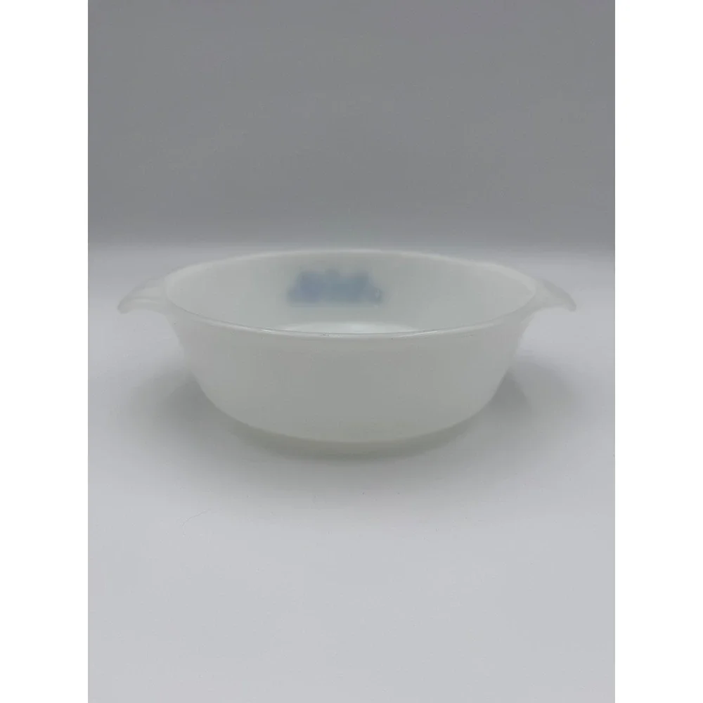 Vintage Anchor Hocking Fire King Blue Cornflower Milk Glass Casserole Dish 436